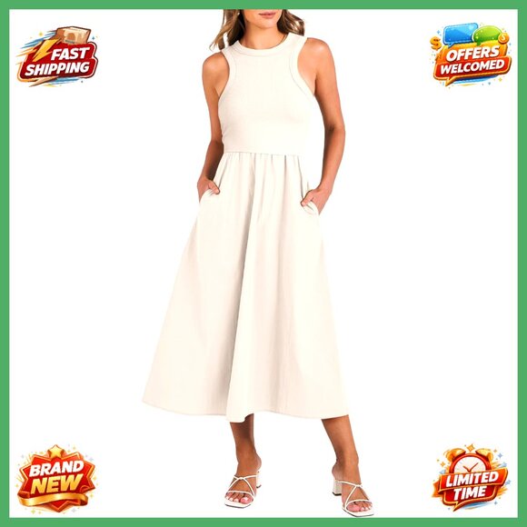 Dresses & Skirts - Summer Casual Maxi Dress Tiered Flowy Crewneck T Shirt Beach Travel Long